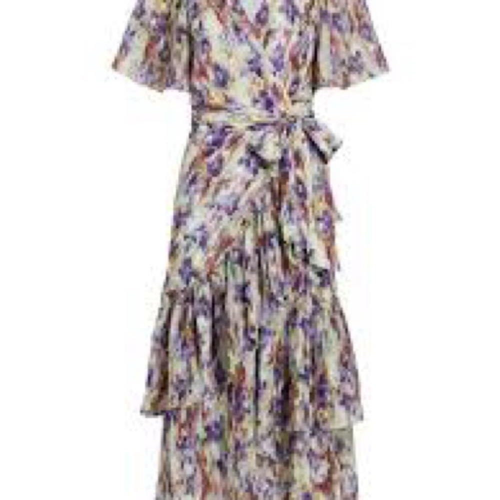 Tanya Taylor Brittney tierd Floral Ruffle Midi Dress